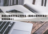 商城小程序开发公司排名（商城小程序开发公司排名前十）