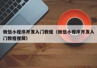 微信小程序开发入门教程（微信小程序开发入门教程视屏）